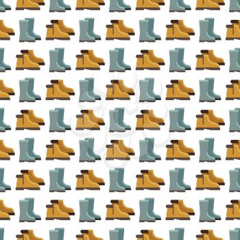 Rain boots seamless pattern design. Background with rain boots. Vector illustration