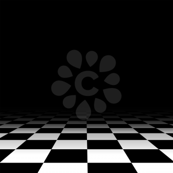 Black and white chess floor background empty. Vector illustration