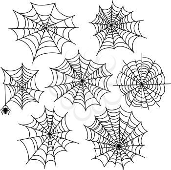 Halloween spider web vector set. Cobweb decoration elements isolated on white background