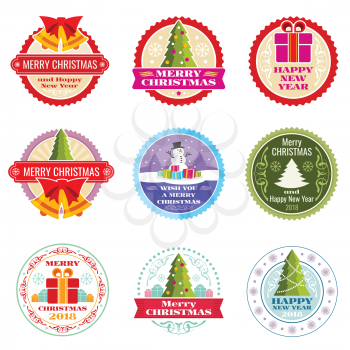 Vintage christmas gift vector labels, banners and tags with typographic elements. Xmas label, and new year holiday sticker illustration