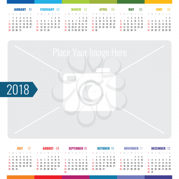 Day calendar event planner 2018. Vector template calendar with place for image illustration