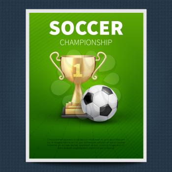 Soccer or european football vector sports poster template. Illutsration of football championship, team sport tournament