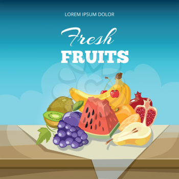 Fruits concept vector background. Fresh food poster banner template illustration