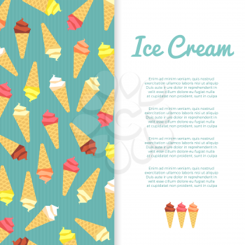 Flat sweet ice cream banner poster design. Vector graphic illustration