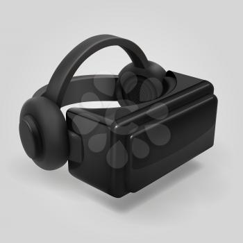 Virtual reality 3d futuristic glasses display. Vr helmet visor isolated vector illustration. Helmet to video game