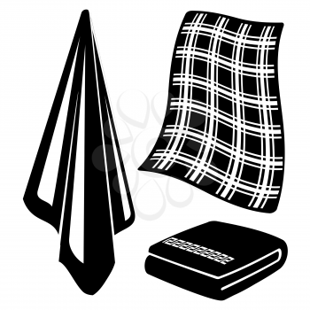 Black and white towels isolated on white background. Vector illustration