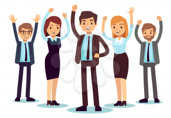Happy office people. Successful business man and woman vector character. People office success, business professional male and female illustration