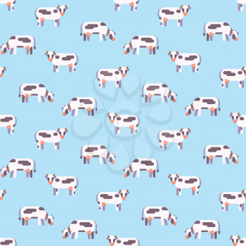 Farm animal cow seamless pattern background cartoon. Vector flat illustration