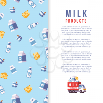 Milk production poster template - farm dairy banner design. Vector illustration