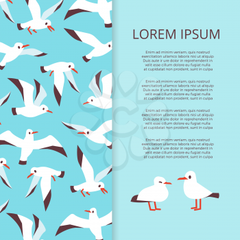 Flat seabirds banner template vector. Poster with birds illustration design