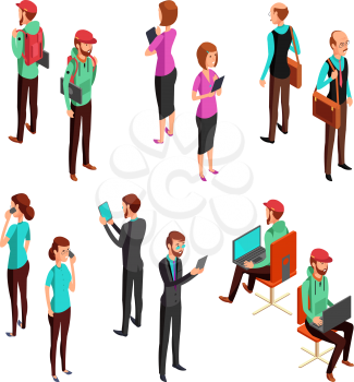 Isometric 3d business people isolated. Office man and woman professional teamwork vector set. Employee collection people, businesswoman manager professional illustration