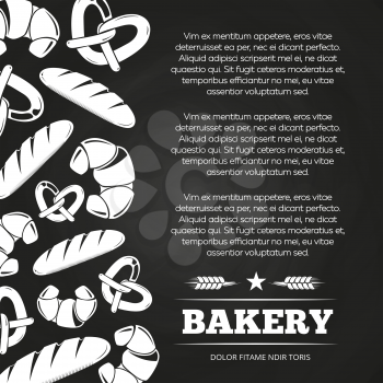 Blackboard poster with bread and croissant - bakery chalkboard background design. Banner bread vector illustration