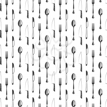 Cutlery seamless pattern design - universal kitchen, restaurant or cafe seamless background. Cutlery design background illustration