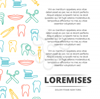 Dental poster design with colorful icons. Dental banner vector illustration
