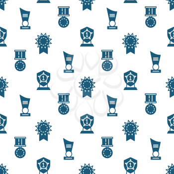 Awards, trophy and prizes seamless pattern - winner seamless texture. Vector illustration