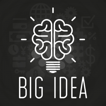 Big idea concept chalkboard poster. Business creative idea. Vector illustration