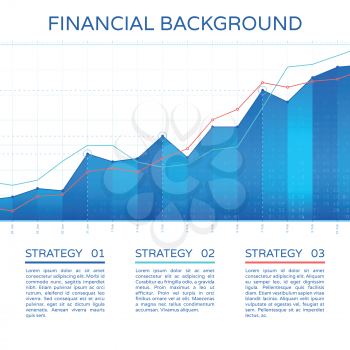 Growth chart economy concept. Statistics business graph vector financial markets background. Stock economic info chart illustration