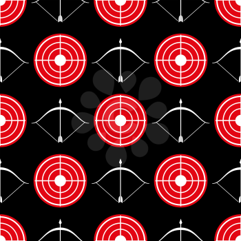 Archery seamless pattern - seamless texture with red target and shootings bow. Vector illustration