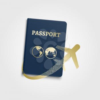 Vector travelling concept- passport international id and airplane
