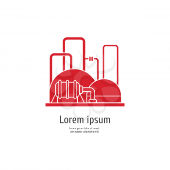 Heavy industry power plant - red icon on white background. Vector illustration
