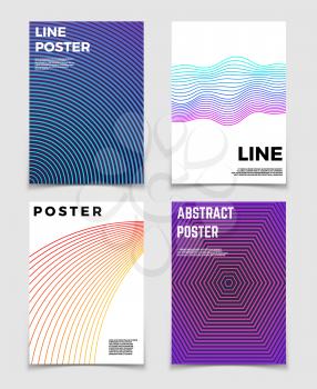 Simple minimal geometric vector backgrounds with modern line shapes. Banners with geometric color linear trendy graphic illustration