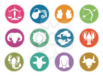 Horoscope zodiac vector signs. Astrology symbols set scorpio and gemini, aquarius and libra, capricorn and pisces illustration