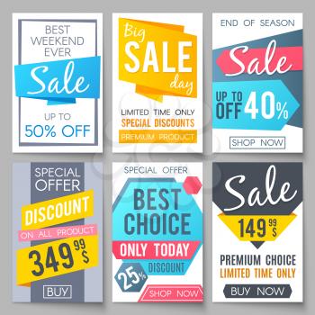 Shopping sale vector backgrounds. Retail promotional banners for web newsletter. Special sale and promotion poster, offer and promo illustration
