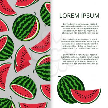 Bright vector colored watermelons banne and poster template with text illustration