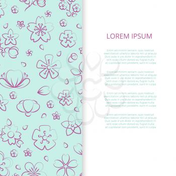 Spring blossom flowers banner or poster design woth text. Vector illustration
