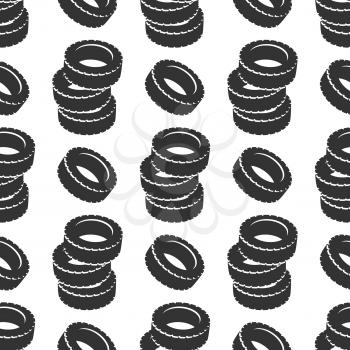 Grey tires seamless pattern background. Car tire texture, vector illustration