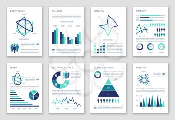 Multipurpose marketing vector infographics with charts, option graphs and people demographic icons. Presentation graph and infographic, multipurpose template chart information illustration