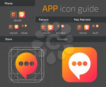 UI IOS button icons design guidelines for web and mobile app vector template. Illustration of application web button ui, ios icon
