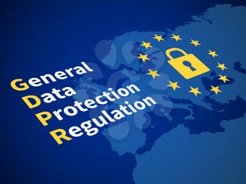 Gdpr general data protection regulation. Eu computer safeguard regulations and data encryption vector concept. Illustration of control access, encryption legislation and protect privacy