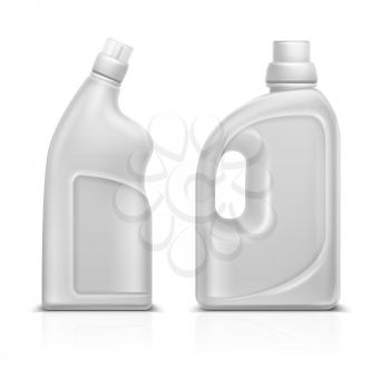 Household chemical blank 3d plastic white bottles. Toilet antiseptic cleaner bottle vector illustration isolated. Cleaner bottle container, detergent product for housekeeping