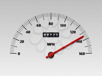 Car speedometer with speed level scale or tachometer vector illustration isolated on white background. Dashboard power car, panel speed