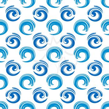 Abstract blue waves seamless pattern design. Water background. Vector illustration