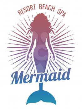 Mermaid silhouette stylized vector logo. Bright resort spa emblem design. Vector illustration