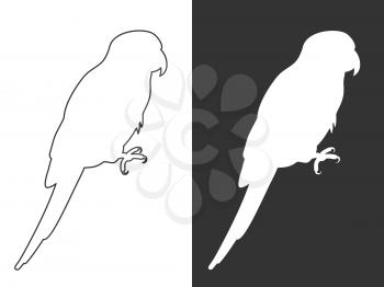 Template banner poster white silhouette and line parrots vector illustration