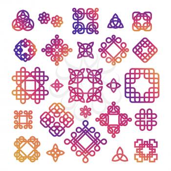 Bright celtic knots of set isolated on white background. Vector illustration