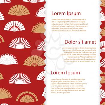 Gold and white hand fan banner or poster template. Vector illustration