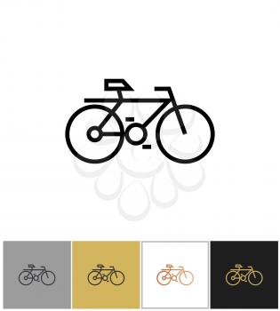Bike icon, bicycle symbol or biking travel sign on white and black backgrounds. Vector illustration