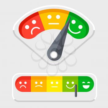 Emotions colored scale for clients feedback vector illustration isolated on background