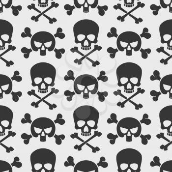 Fashion seamless pattern background with skulls and cross bones. Vector illustration