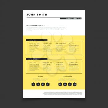 Cv form template. Professional resume stylish elegance template. Letter simple cover vector mockup. Illustration of cv interview candidate, profile with experience and education