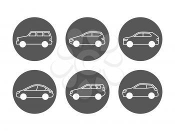 Cars line icons vector set. Side view auto icons illustration isolated on white
