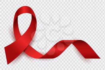 Aids red ribbon. World aids day vector isolated symbol. Illustration of red ribbon, aids health day campaign