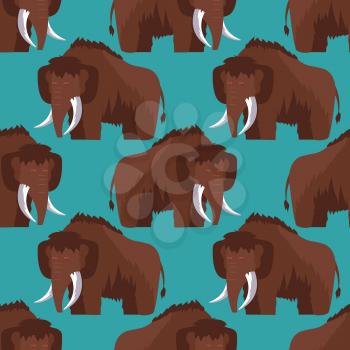 Stone age mammoth seamless pattern color background. Vector flat illustration