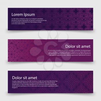Abstract banners and poster template with decorative celtic knots. Vector illustration