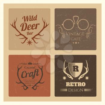 Vintage hipster labels set. Trendy grunge logo collection vector for cafe and brand illustration