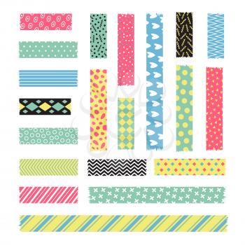 Adhesive stripe with fancy texture. Scrapbook scotch vector collection. Tape ripped sticky, label sticker, stripe fix torn illustration